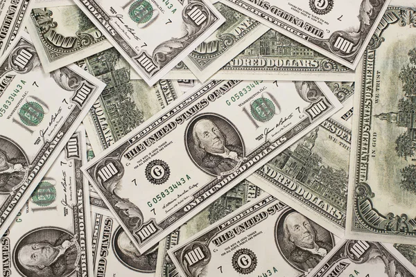One hundred dollars federal reserve notes background — Stock Photo, Image