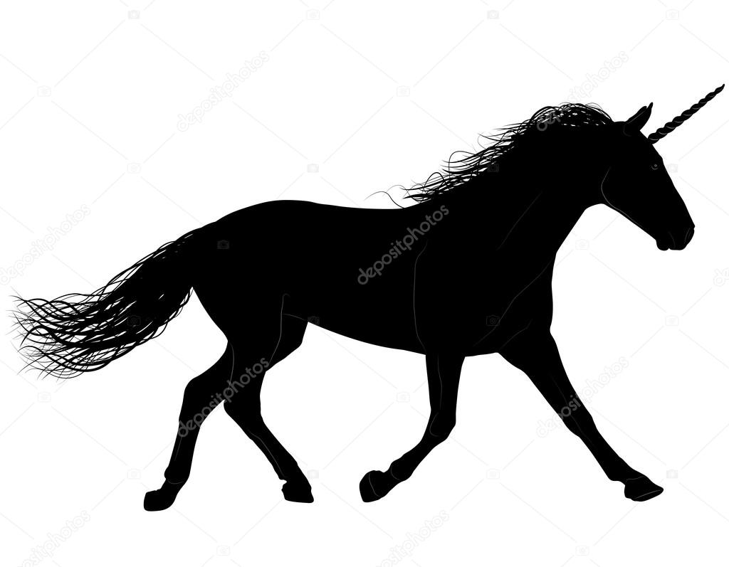 Unicorn or horse vector silhouette. Layered.