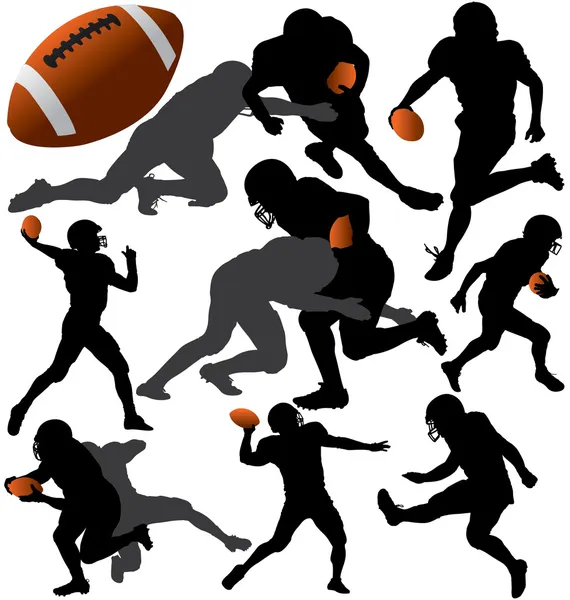 American Football Vector Silhouettes. Capas. Totalmente editable . — Archivo Imágenes Vectoriales