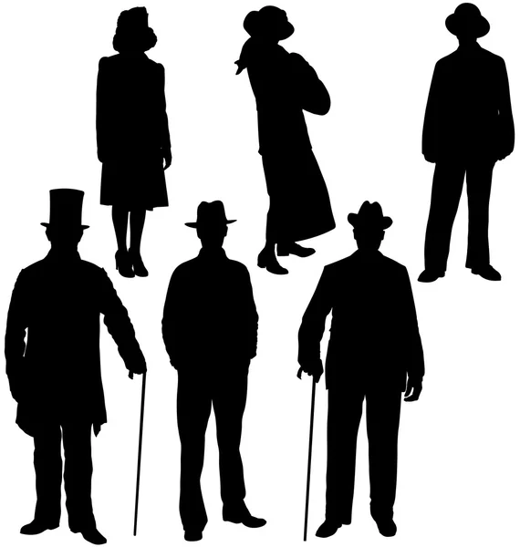 Gentleman and lady silhouettes — Stock Vector