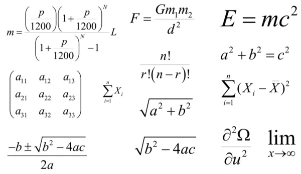 Wiskunde en natuurkunde vector formules. gelaagde. bewerkbare — Stockvector