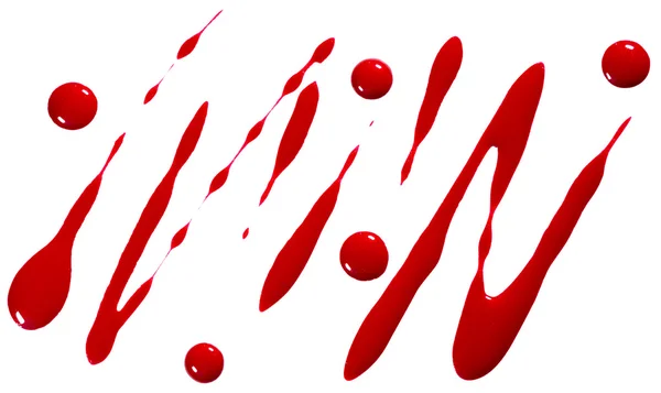 혈액, 빨간 페인트 획 및 절연 방울 — 스톡 사진