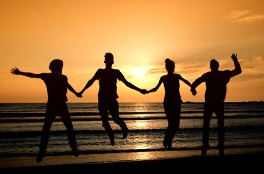 Grup, sunrise Beach mutlu ayrılık