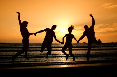 Grup, sunrise Beach mutlu ayrılık