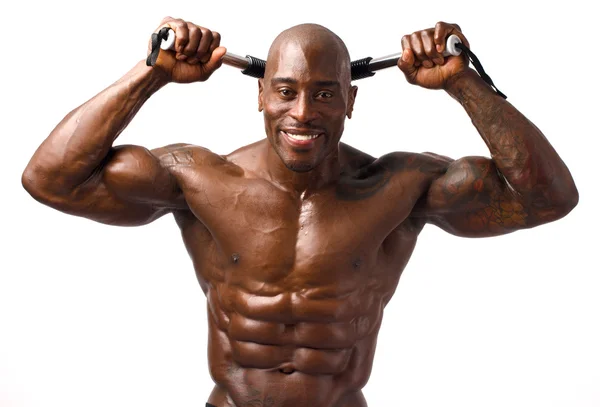 Strong bodybuilder man with perfect abs, shoulders,biceps, triceps and chest — Stock Photo, Image