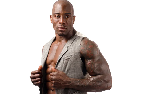 Człowiek silny kulturysta doskonałe abs, barki, biceps, triceps i klatki piersiowej — Zdjęcie stockowe