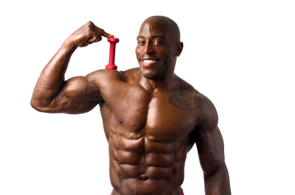 Sterke bodybuilder man met perfecte abs, schouders, biceps, triceps en borst — Stockfoto