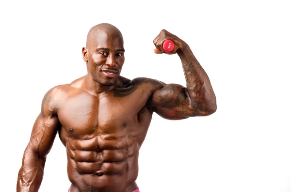 Starker Bodybuilder mit perfektem Bauch, Schultern, Bizeps, Trizeps und Brust — Stockfoto