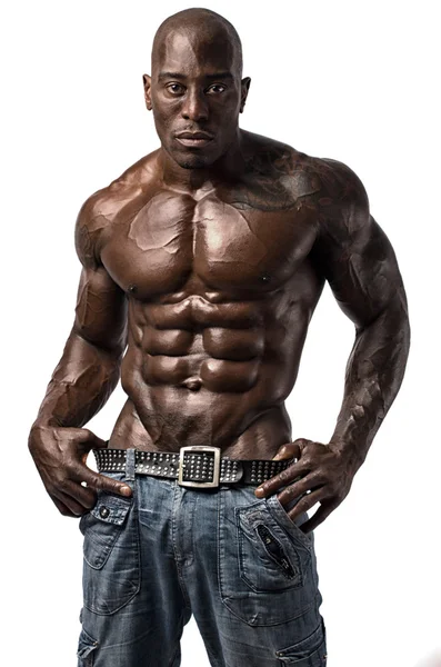 Strong bodybuilder man with perfect abs, shoulders,biceps, triceps and chest — Stock Photo, Image