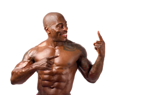 Strong bodybuilder man with perfect abs, shoulders,biceps, triceps and chest — Stock Photo, Image