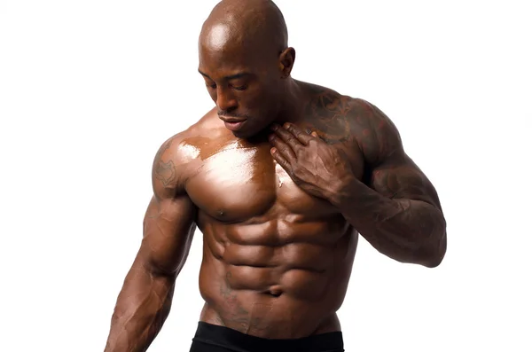 Silná kulturista muž s perfektní abs, ramena, biceps, triceps a hrudníku — Stock fotografie