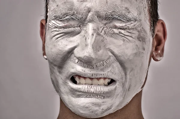 Homem rosto pintado com expressão — Fotografia de Stock