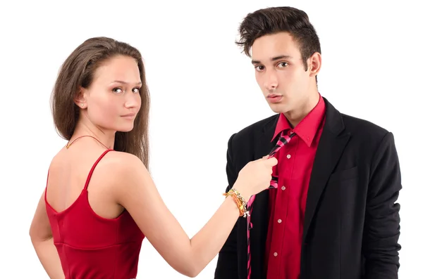 Mujer en control de un hombre — Foto de Stock