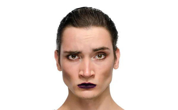 Boze man dragen make-up — Stockfoto