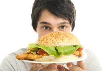 bir büyük hamburger, hızlı yemek sunan dostum, senin için çıkar