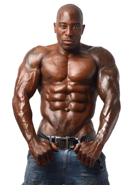 Strong bodybuilder man with perfect abs, shoulders,biceps, triceps and chest — Stock Photo, Image