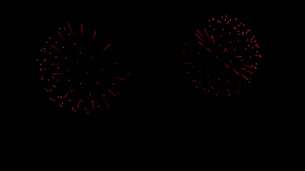 夜空への花火の炎の赤い閃光 — ストック動画