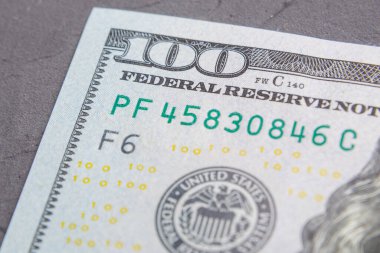 Yüz dolarlık banknotun parçaları yakın plan..