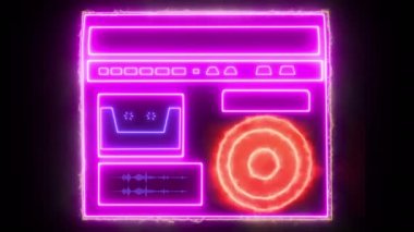 Cassette tape recorder with speaker spinning cassettes from the speaker sound computer graphics neon