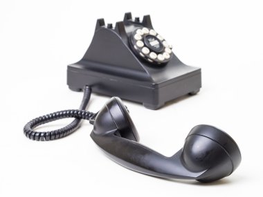 Vintage Black Corded Telephone clipart