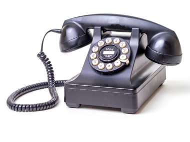 Vintage Black Corded Telephone clipart