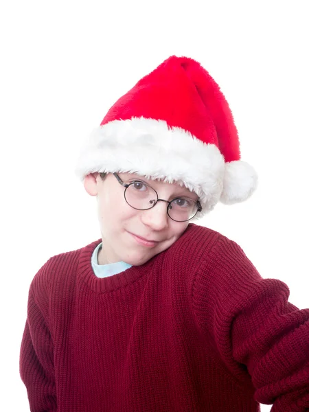 Jongen in Kerstman hoed — Stockfoto