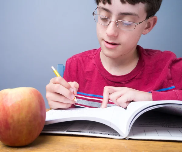 Estudiante de secundaria trabajando — Foto de Stock