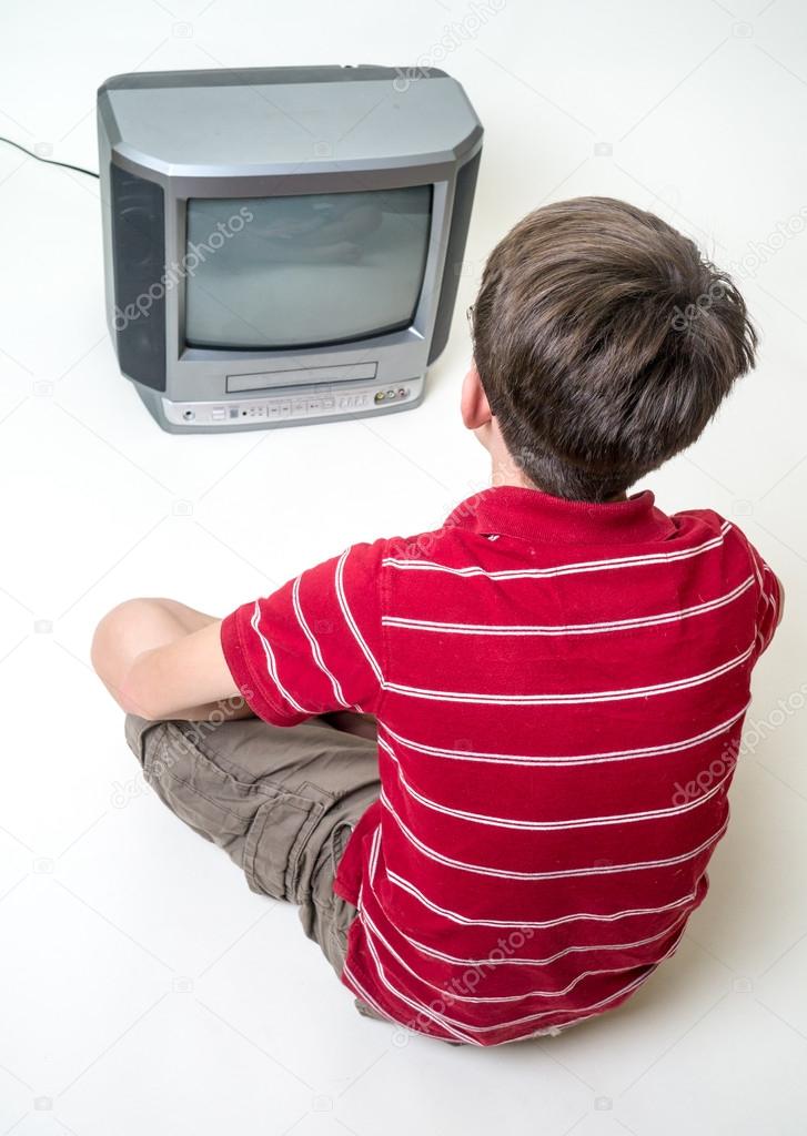 Boy Watching Television Stock Photo By C Dogfordstudios