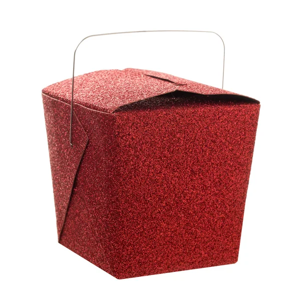 Röd glitter ta ut kinesisk mat presentförpackning — Stockfoto