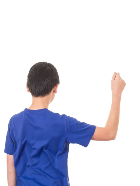 Teen Boy from behind with arm raised — Stock Photo, Image