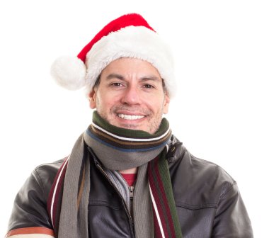 adam giyen Noel Baba şapkası