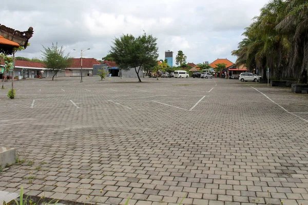 Leerer Parkplatz Aufgrund Der Pandemie Covid19 Tanah Lot Bali Aufnahme — Stockfoto