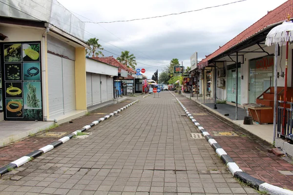 Пустая Улица Магазины Ларьки Магазины Танах Лот Темпл Бали Пандемии — стоковое фото