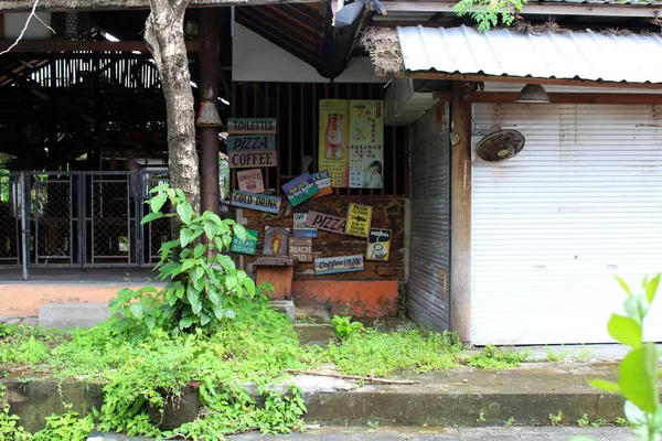 Lege Restaurants Tanah Lot Temple Bali Als Gevolg Van Pandemieën — Stockfoto