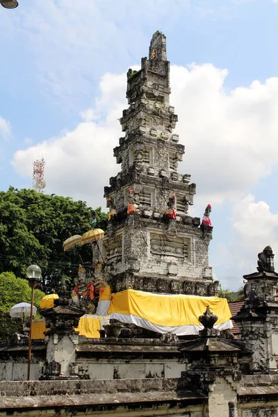 Huvudbyggnaden Pura Agung Jagatnatha Denpasar Bali Molnig Dag Taget Januari — Stockfoto