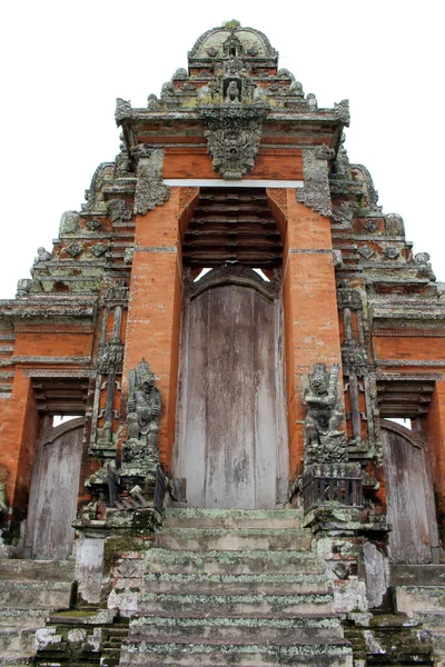 Porta Ingresso Legno Del Complesso Del Tempio Taman Ayun Bali — Foto Stock