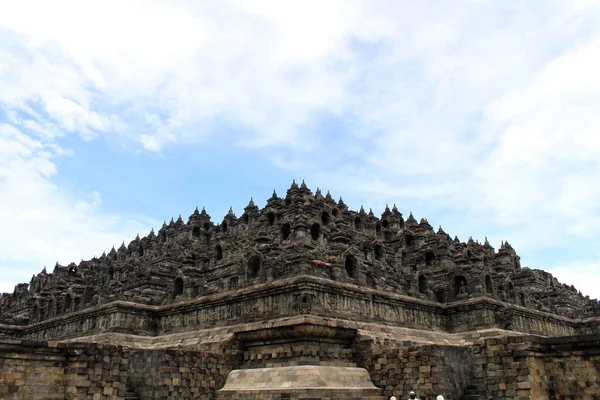 Widok Rogu Borobudur Największej Świątyni Buddyjskiej Zrobione Podczas Pandemii Marcu — Zdjęcie stockowe