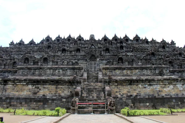 One Side View Borobudur Largest Buddhist Temple Taken Pandemic March — Stock fotografie