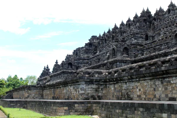 Widok Platformy Borobudur Największej Świątyni Buddyjskiej Zrobione Podczas Pandemii Marcu — Zdjęcie stockowe