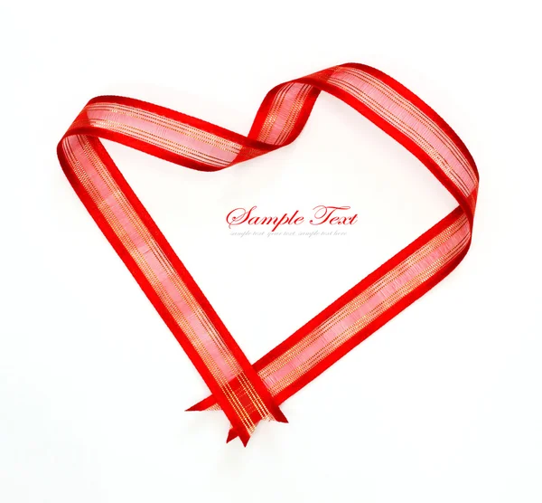 Rood hart ribbon bow geïsoleerd op witte achtergrond — Stockfoto