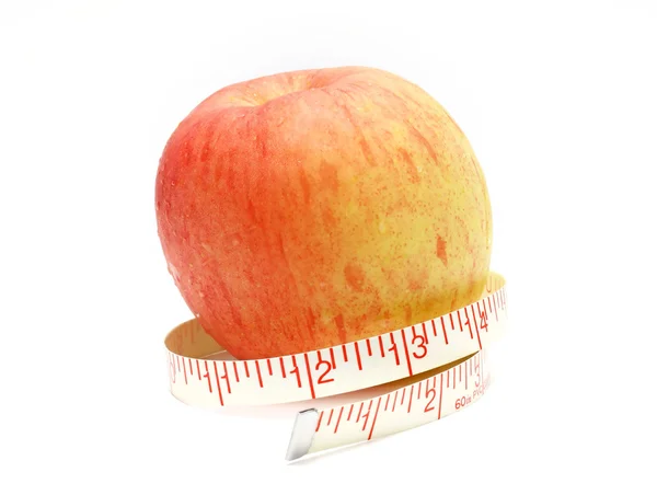 Apple and a measure tape, diet concept — Stock Photo, Image