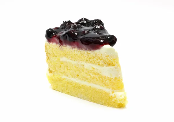 흰색 바탕에 블루베리 케이크 — 스톡 사진