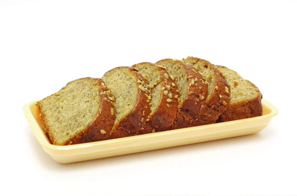 Een verse zelfgemaakte brood van brood van de banaan walnut. — Stockfoto