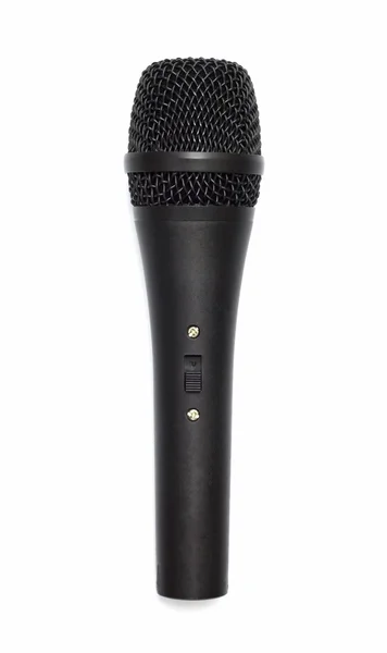 Microfone preto no fundo branco — Fotografia de Stock