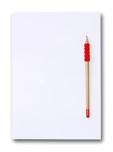Carta bianca con matita — Foto Stock