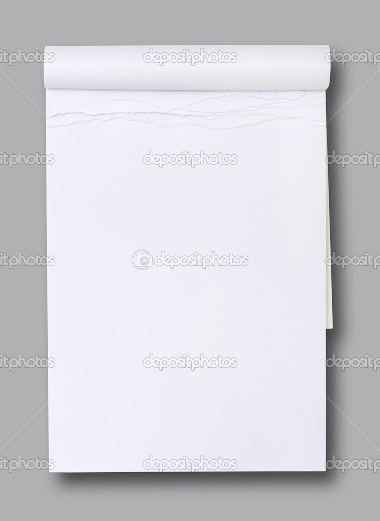White blank paper tablet on grey background