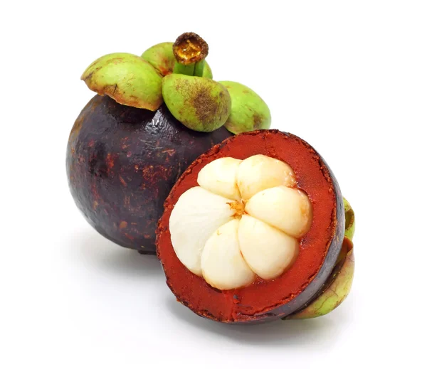 Φρέσκα φρούτα, mangosteen σε άσπρο φόντο — Φωτογραφία Αρχείου