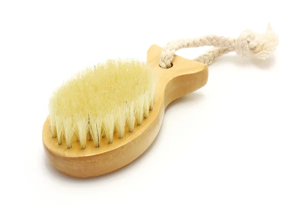 Wooden soft body brush isolated on white background — Stock Photo, Image