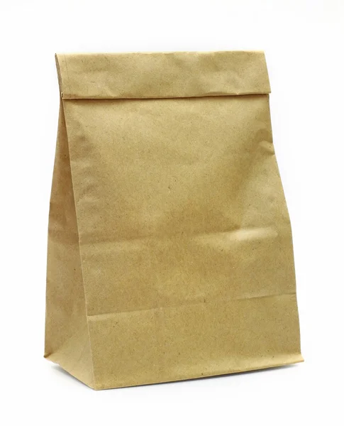 Brown paper bag isolated over white background — Stock Photo, Image