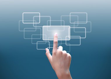 düğmeye dokunmatik ekranda el